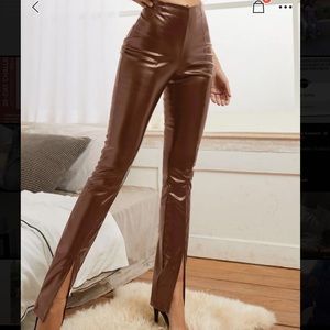 High waist leather pants